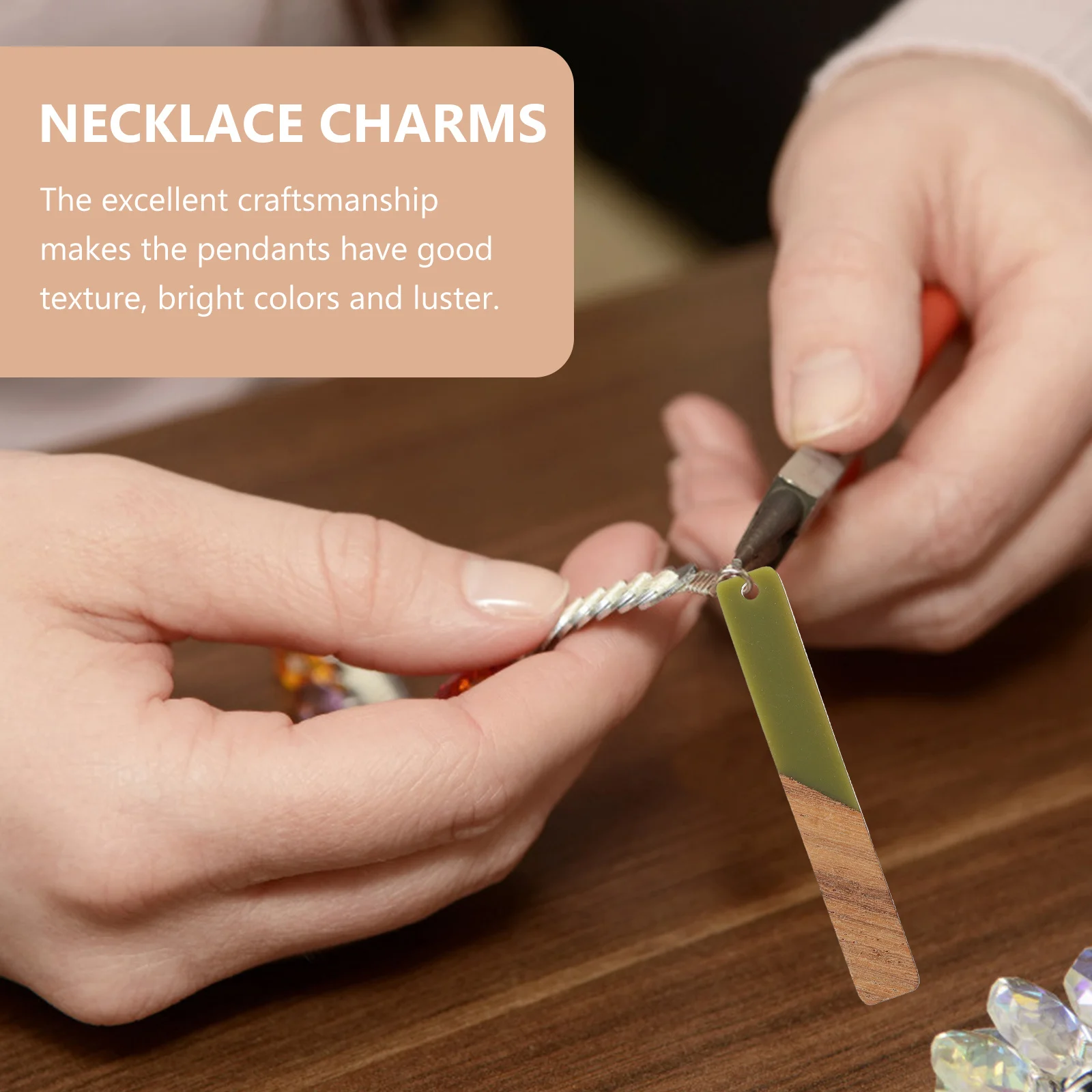 

5Pcs Wood Resin Rectangle Bar Charms Bright Lustrous DIY Craft Making Accessories Necklace Bracelet Earrings Jewelry Findings