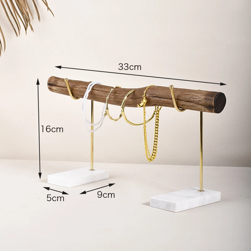 Necklace Display Pendant Display Organizer Jewelry Display Storage Rack Bracket Window Display Natural Wood And Marble Base