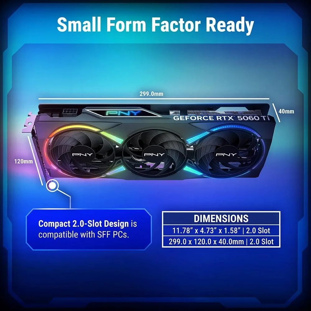 GeForce RTX 5060 Ti 8GB GDDR7 2692MHz Boost Triple Fan ARGB OC SFF Graphics Card PCIe 5.0 HDMI DP image 4