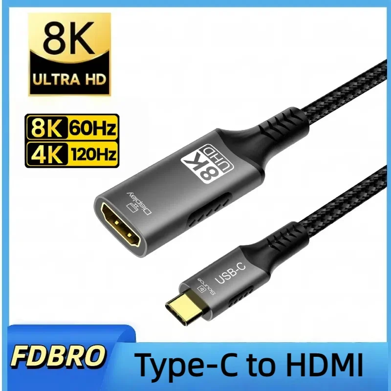 USB Type C to HDMI Adapter 8K@60Hz USB C to HDMI Converter For Xiaomi MacBook Pro Air iPad Pro Samsung Galaxy HDMI Cable