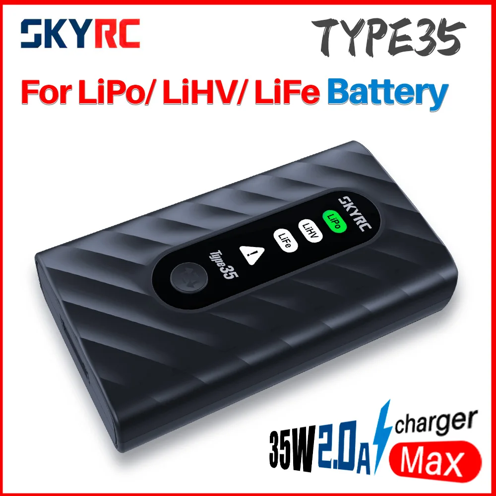 

SKYRC Type35 Зарядное устройство 2-4S Умное зарядное устройство PD3.0 35 Вт для аккумуляторов LiPo/LiHV/LiFe