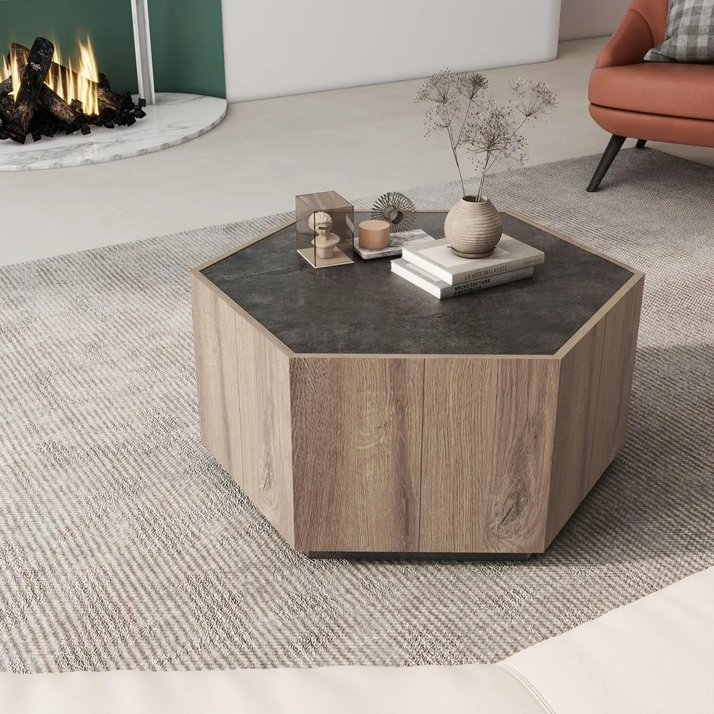 Coffee Table with 2 Storage Drawers Industrial Style Center Table