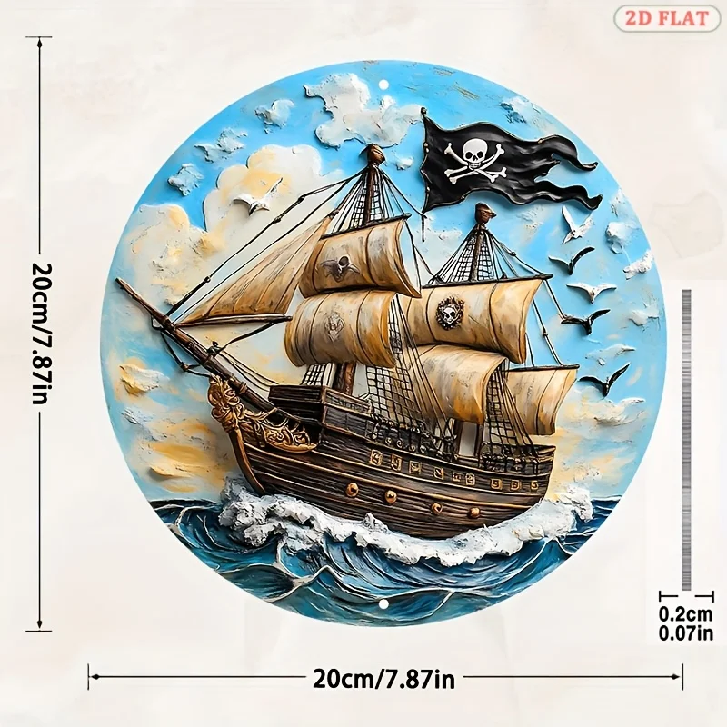 2D Flat, 2D Flat Single-Panel Printed Aluminum Sign, Round, 19.99×19.99 cm, 