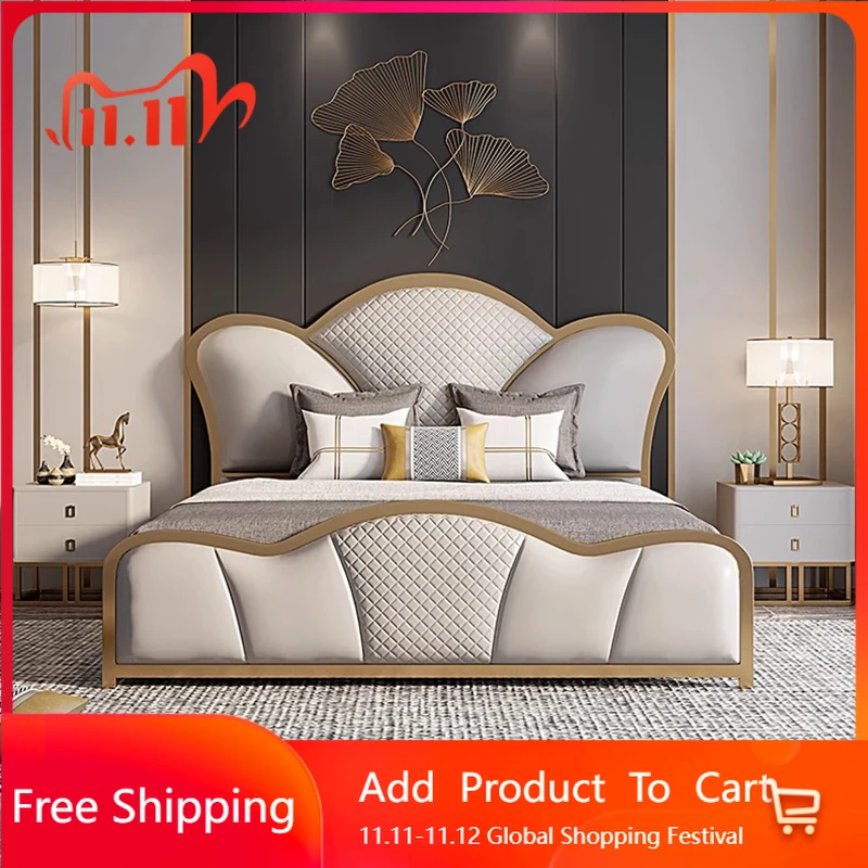 

Leather Bedroom Full Bed Modern Sofa Headboards Human Dog Massage Bed Design European Princess Sleeping Muebles Patio Furniture