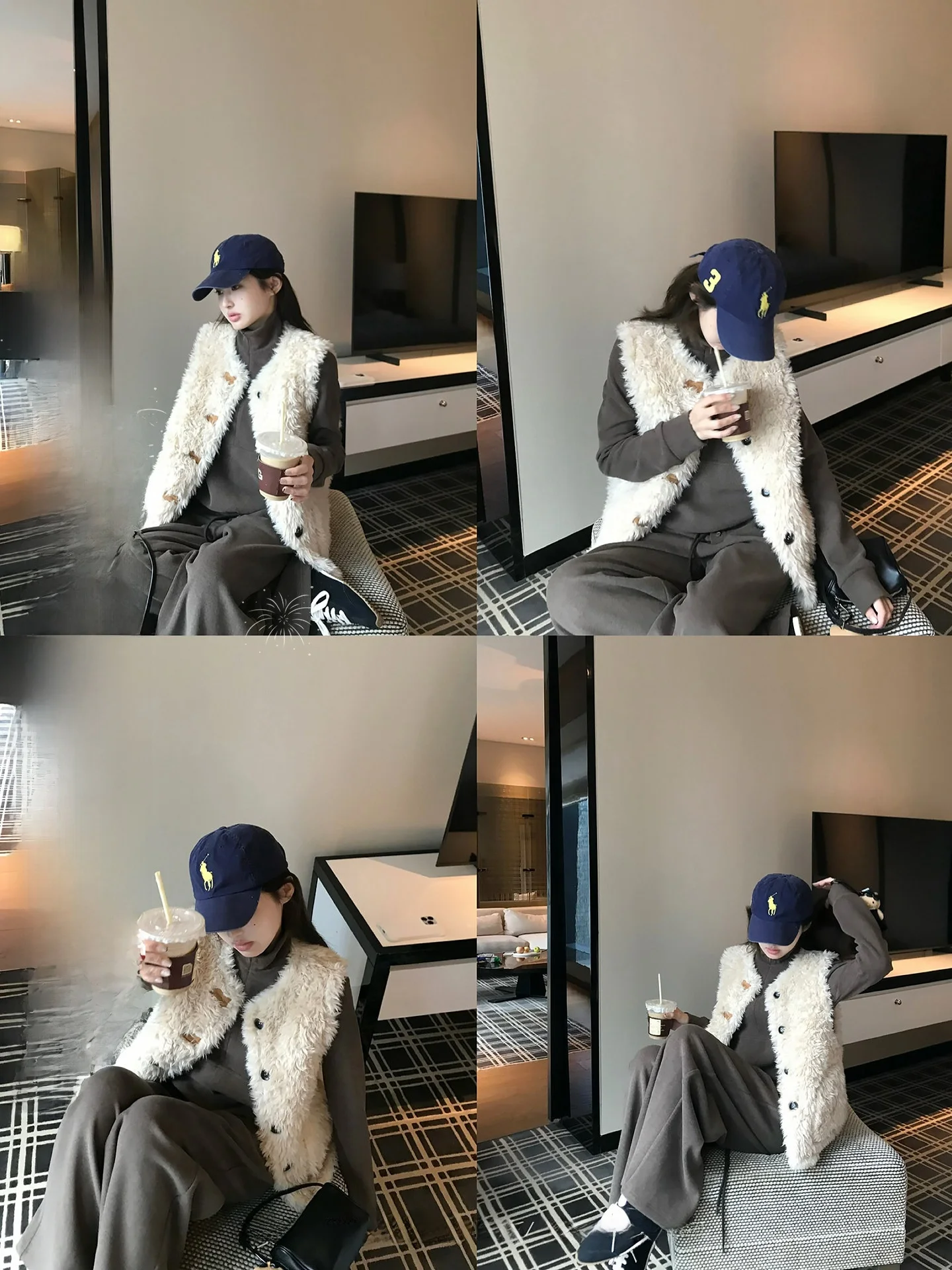 

NingSi Women's Thiened Fur Vest Inteated Leather And Fur Warm Outerwear Autumn Winter New Sle Double-Sided Wear Outer Coat