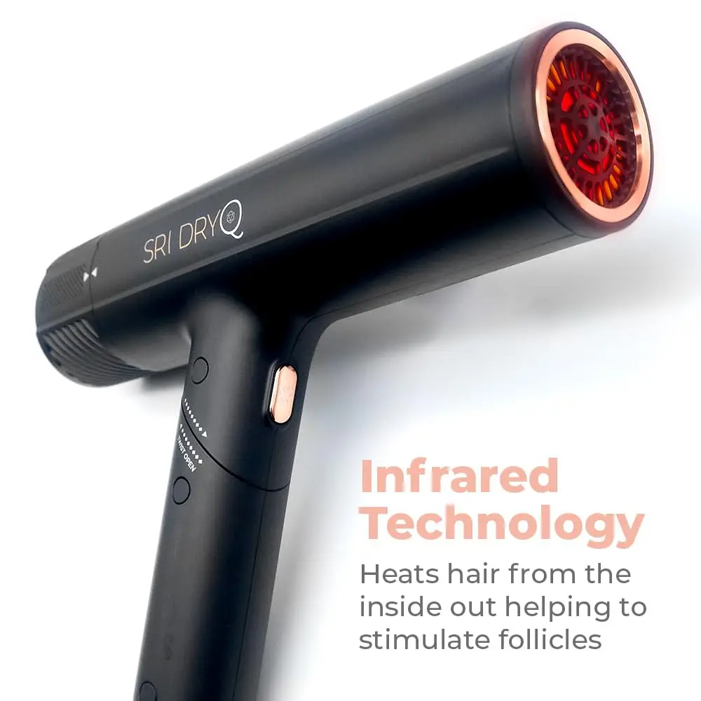 Research Institute DryQ “Smart” Hair Dryer - Super Lightweight, Foldable - Powerful, Quiet Motor - Infrared and Ionic Technology