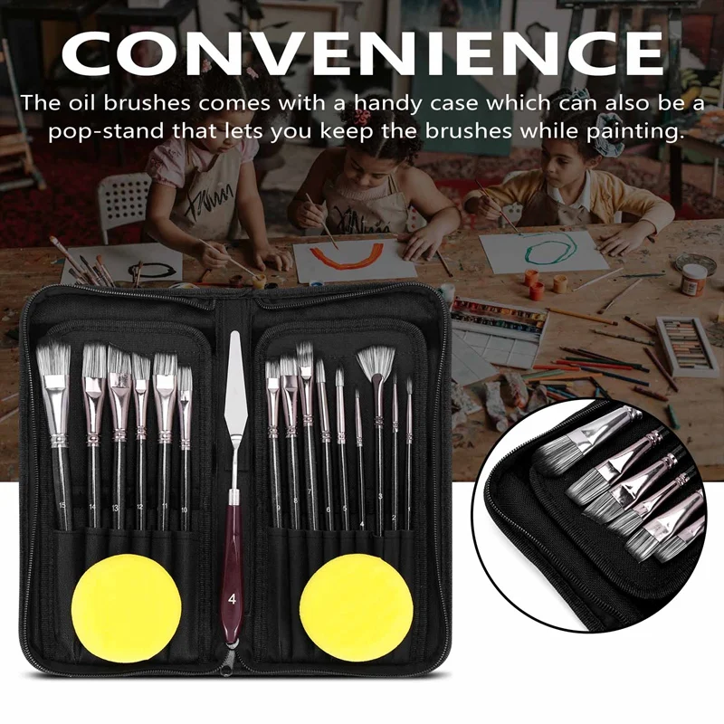 15PCS Acrylic Paint Brushes Set, Acrylic, Watercolor And Gouache Painting Brushes Foramatures And Professional Painter