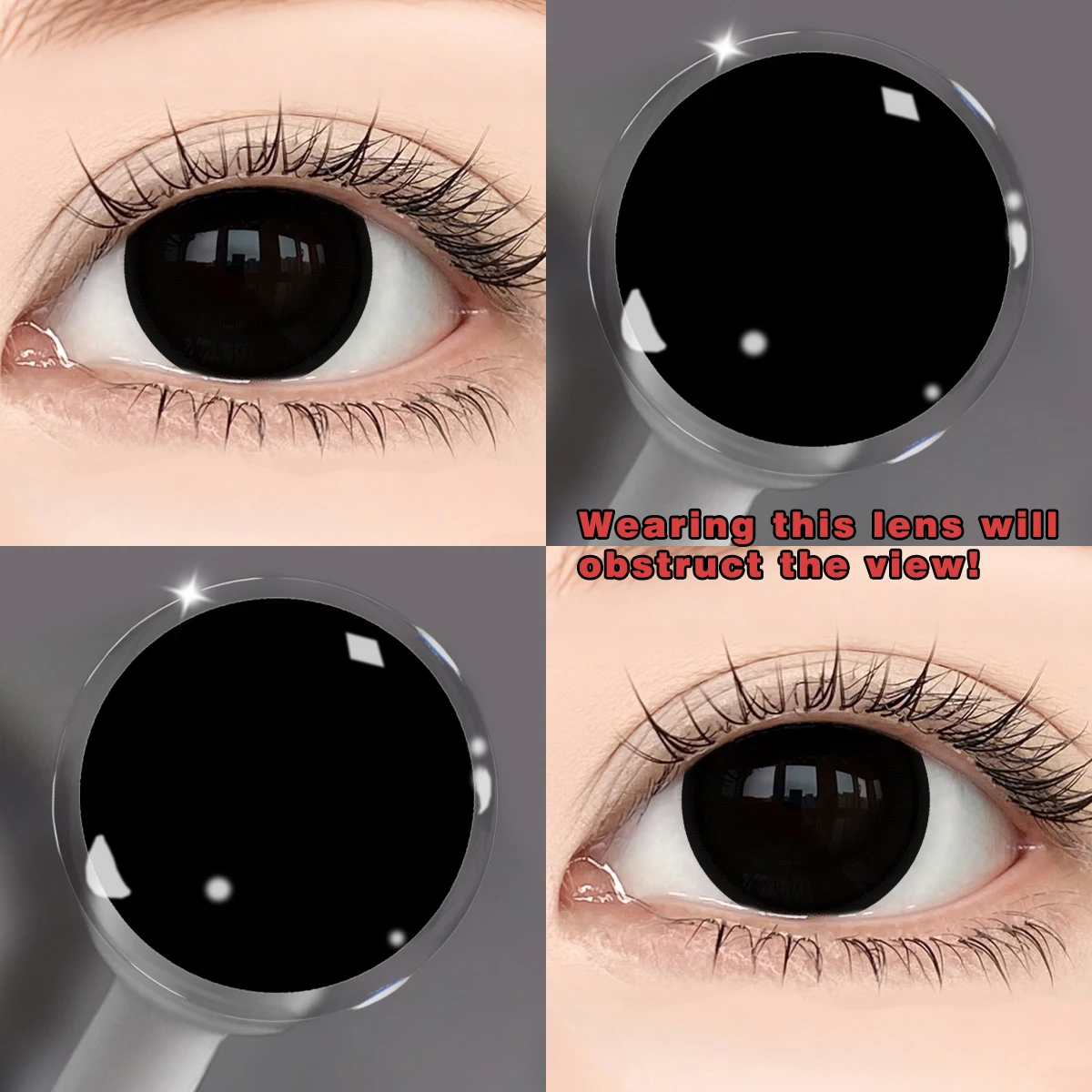 VISUASHOW Blind Block Farbige Kontaktlinsen Weiß Schwarz 6-Monats-Linsen für Party Halloween Anime Cosplay Augen-Make-up Kontaktlinsen – Detail 16