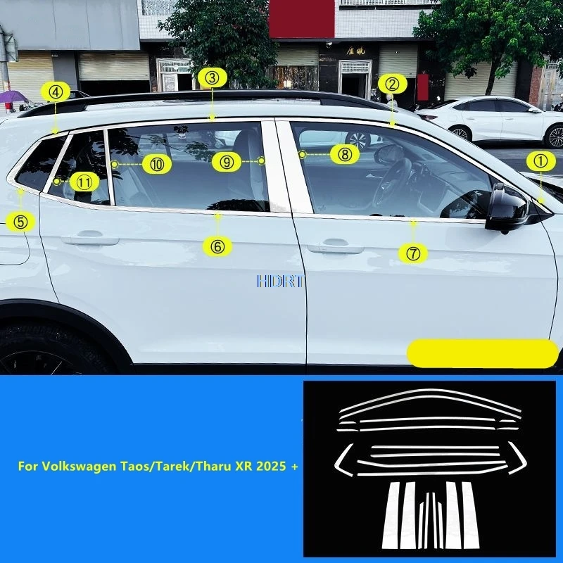 

Car Style Door Window Side Glass Trim Center Pillar Cover Accessories Exterior Sticker For Volkswagen Taos/Tarek/Tharu XR 2025 +