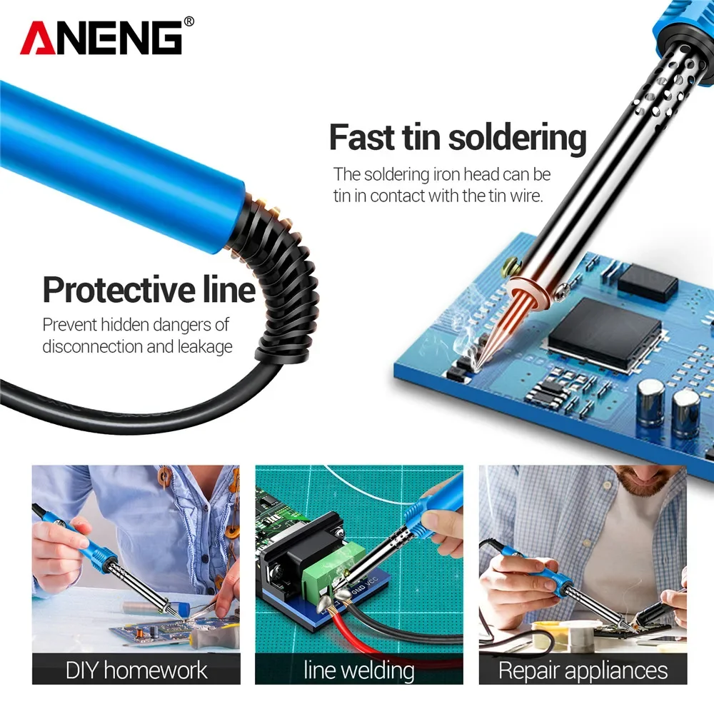 ANENG SL402 Electric Soldering Irons 30/40/60W Temperature Adjustable 220/110V Welding Repair Mica Heating Core Solder Tip Tools