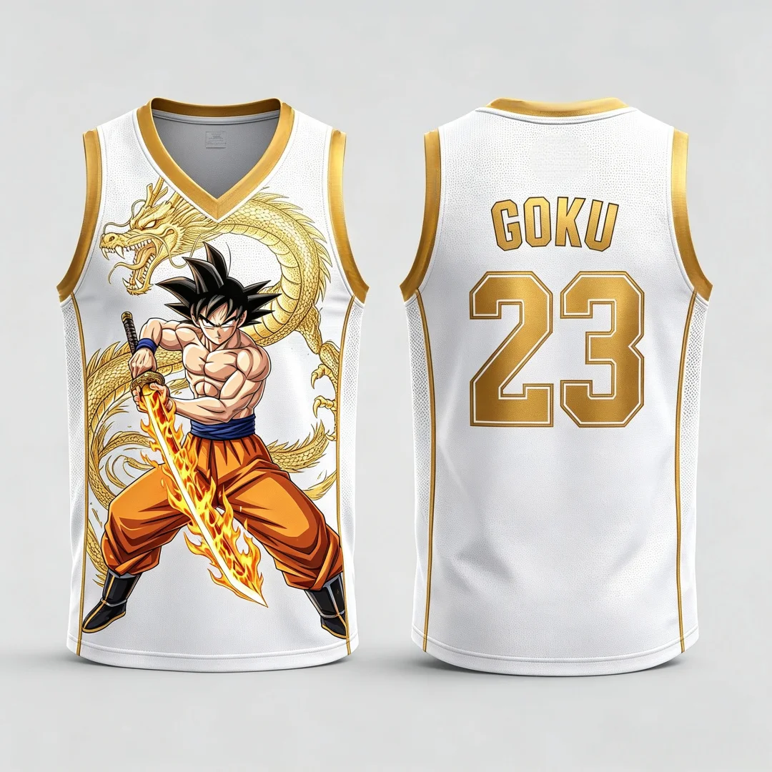 Dragon Ball Goku Samurai Shenron Basketball-Trikot für Herren, 3D-Druck, Sportweste, Anime-Streetwear-Tanktop, passende Familien-Outfits – Detail 4