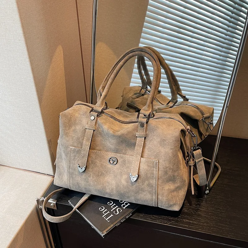 

Retro Shoulder Cross Bag, Women's Frosted Texture, Large Capacity Portable Tote Bag, Daily Commuting Bag