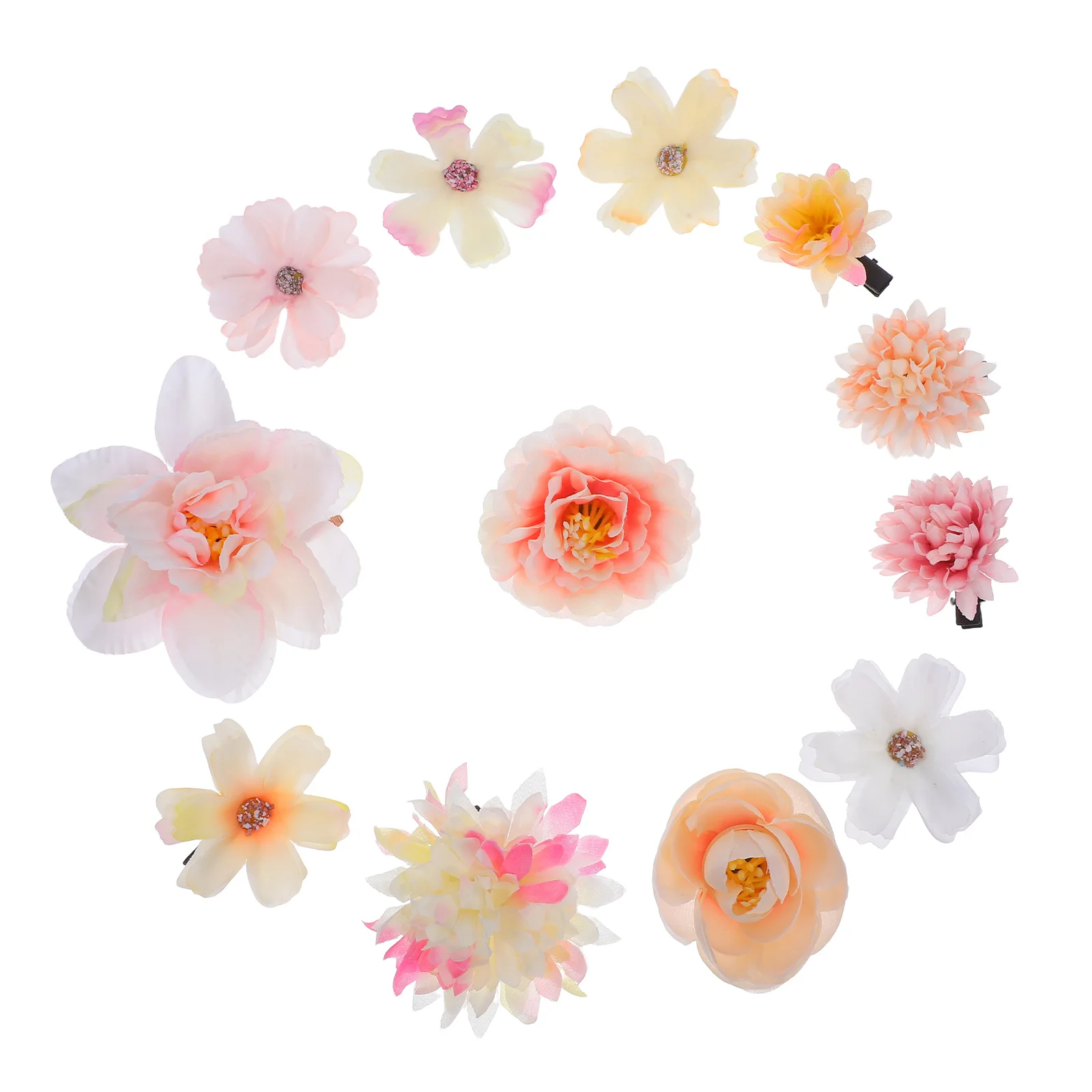 12 fermagli per capelli con fiori, forcine floreali artificiali hawaiane, accessori decorativi per capelli in stile bohémien per le donne estive