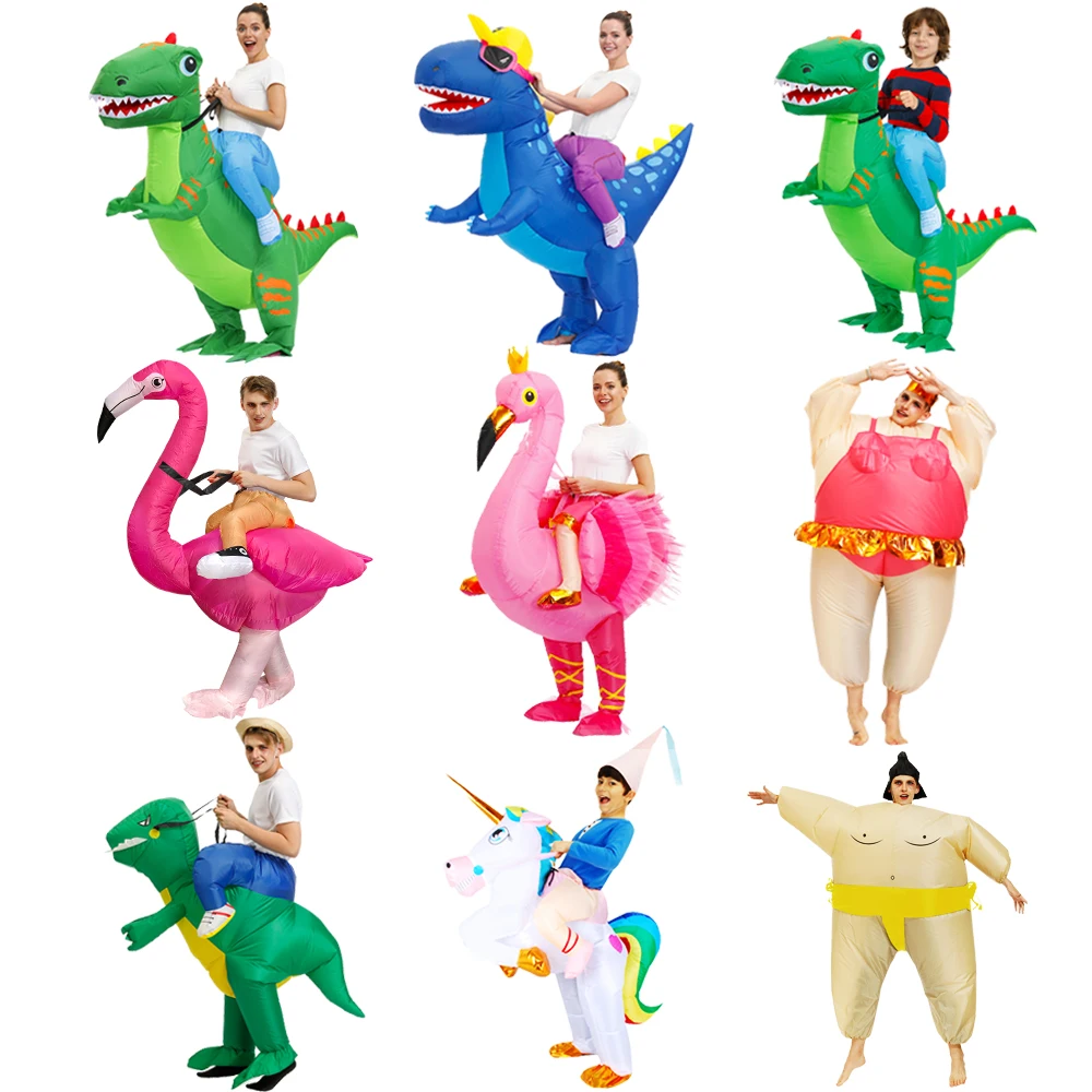 

XMAS Anime Dinosaur Inflatable Costume Party Mascot Alien Costumes Suit Disfraz Cosplay Halloween Costumes For Adult Kids Dress