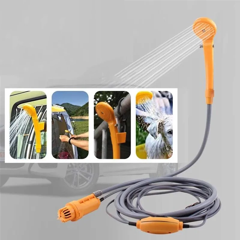 12V RV Caravan Shower With Pipe Pump Cigar Lighter Power Adapter Car Washer Outdoor Camping Travel Washing Nozzles Universal