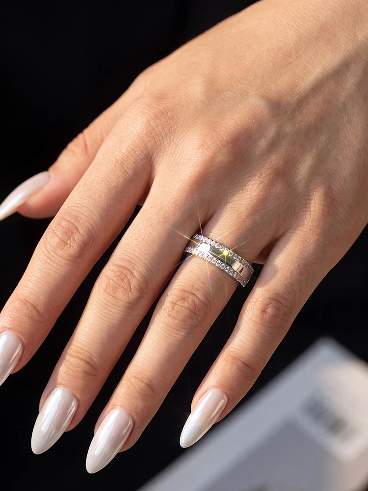925 Sterling Silber Modische Echte Runde Moissanit-Diamant Sternen-Spikes Ringe für Frauen Jubiläum Hochzeit Edle Schmuckstücke – Detail 4