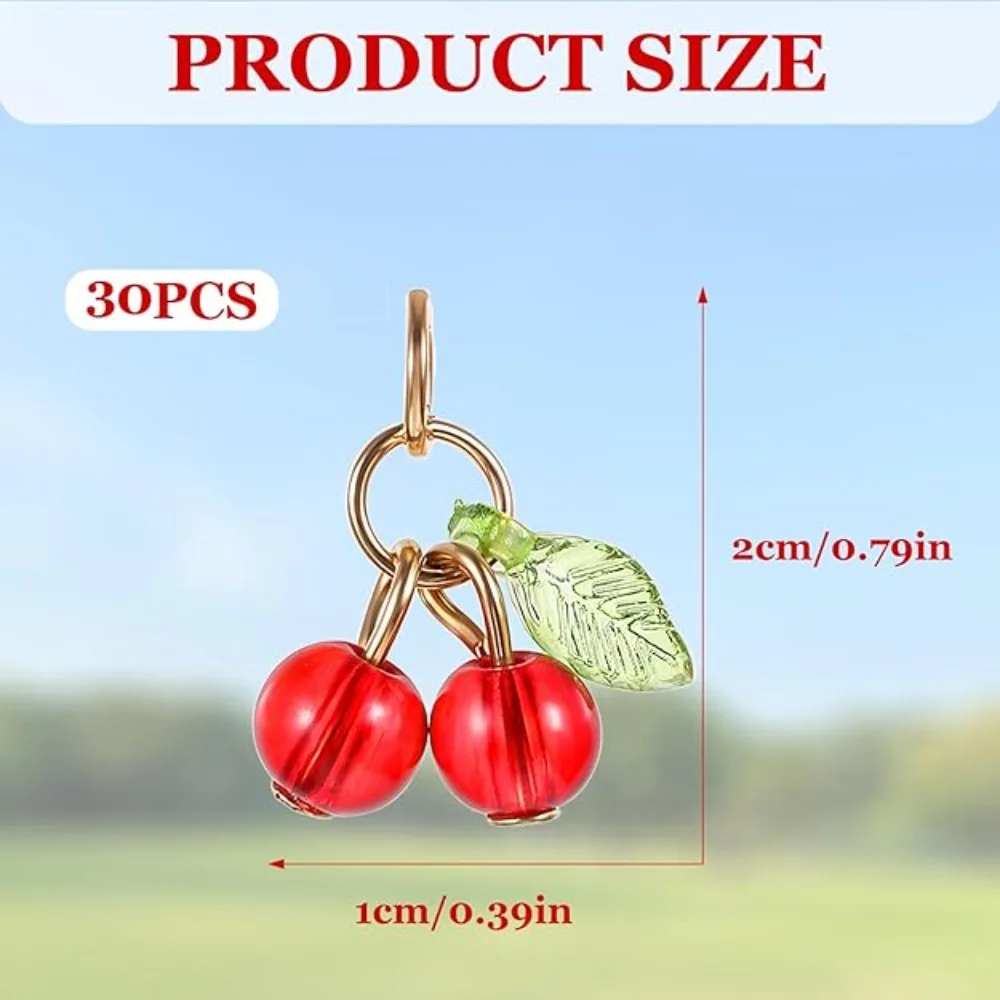 10/30/50 قطعة الأحمر الكرز سحر قلادة ثلاثية الأبعاد الكرز الزجاج Charms المعلقات ل القرط مجوهرات حقيبة الهاتف مفتاح سلسلة Diy بها بنفسك اكسسوارات