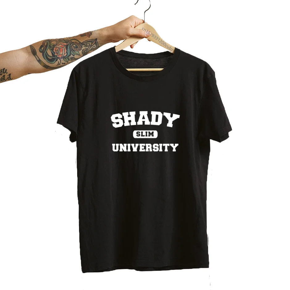 Женская футболка с коротким рукавом Shady University, женская летняя футболка с принтом угадай кто на спине, облегающая футболка, футболки с коротким рукавом в стиле хип-хоп
