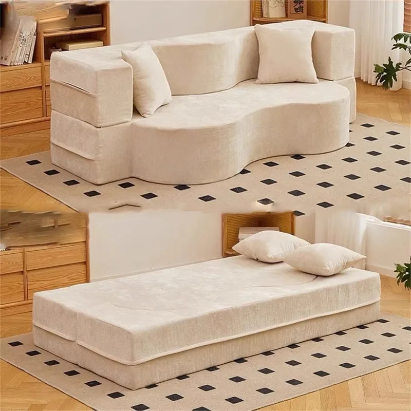 Living room compressed packaging cloud sofa set, 2-seater foldable leisure sofa, fully removable and washable sofa bed