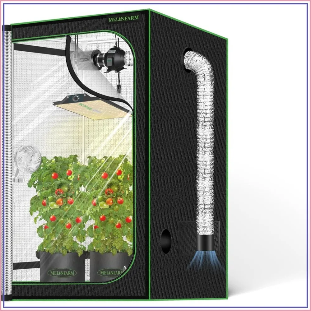 

24x24x48 Grow Tent with Double Viewing Door, High Reflective Mylar & Floor Tray for Indoor Hydroponics