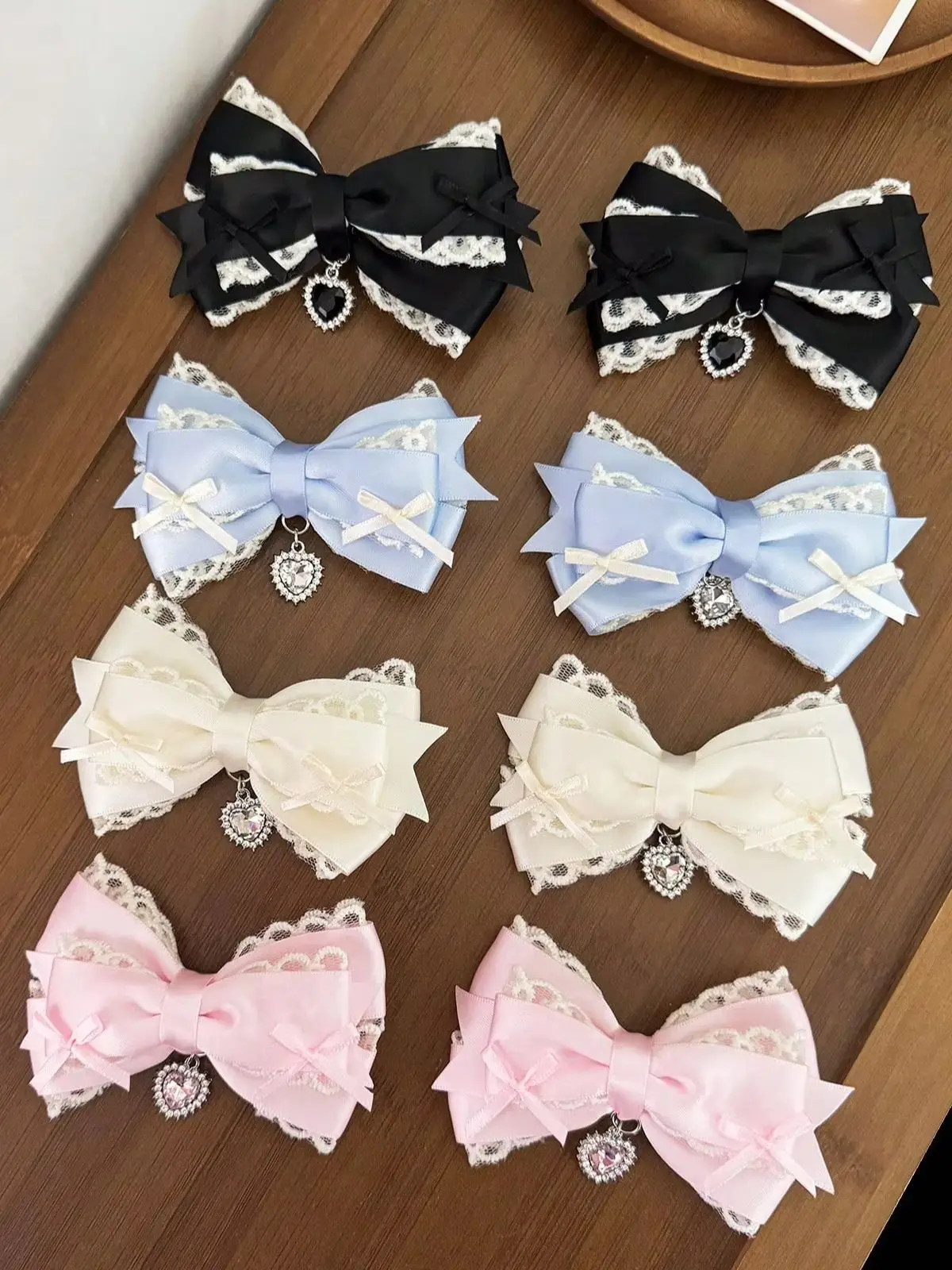 Zweiteilige Damen-Haarspange mit süßer Spitze und Schleife, Lolita-Haaraccessoire, vielseitige Alligator-Haarspange, geeignet für jeden Anlass – Detail 8