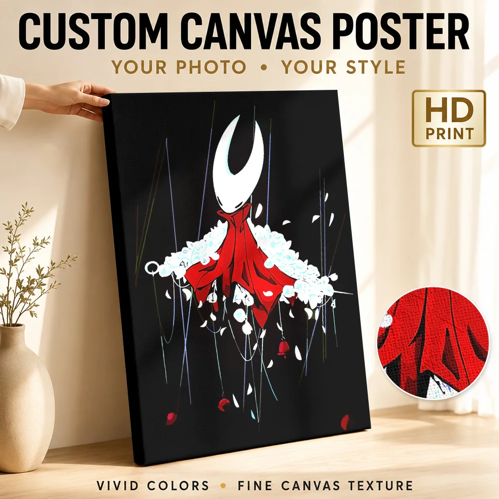 Hollow Knight Silksong Framed Canvas Print Posters Whimsical Style Wall Art With Personalized Photo For Dorm Ideal Birthday Gift