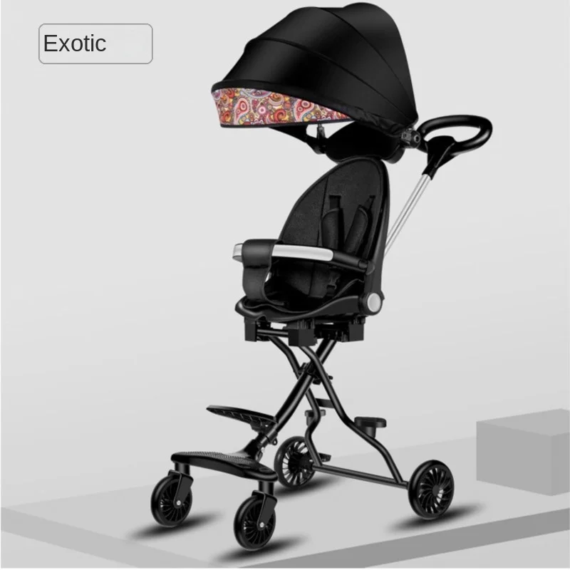 Foldable Baby Stroller Portable Lightweight Baby Stroller For Sitting Lying Outdoor Reversible Two-way Stroller Cart Anti Roll