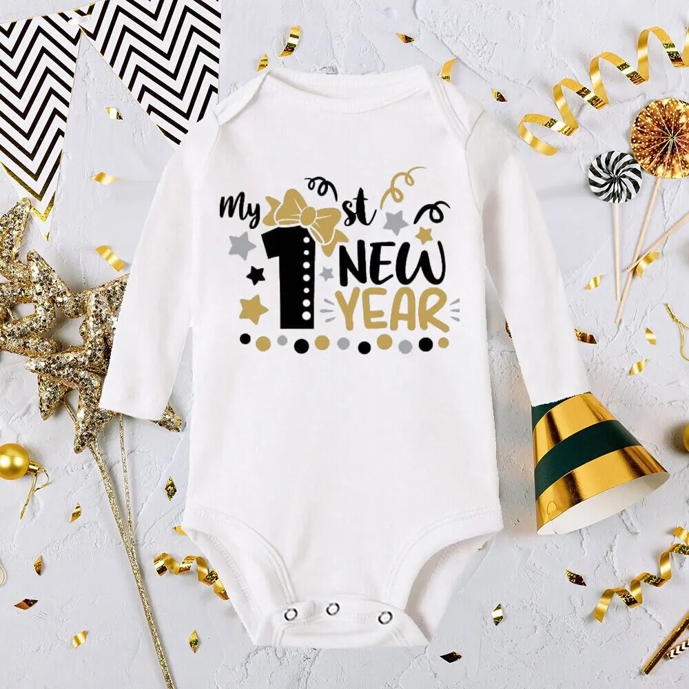 Happy New Year 2025 Baby Bodysuit Boy Girl Cute Clothes Infant Romper New Year Party Baby Bodysuits Toddler Outfits Newbron Gift