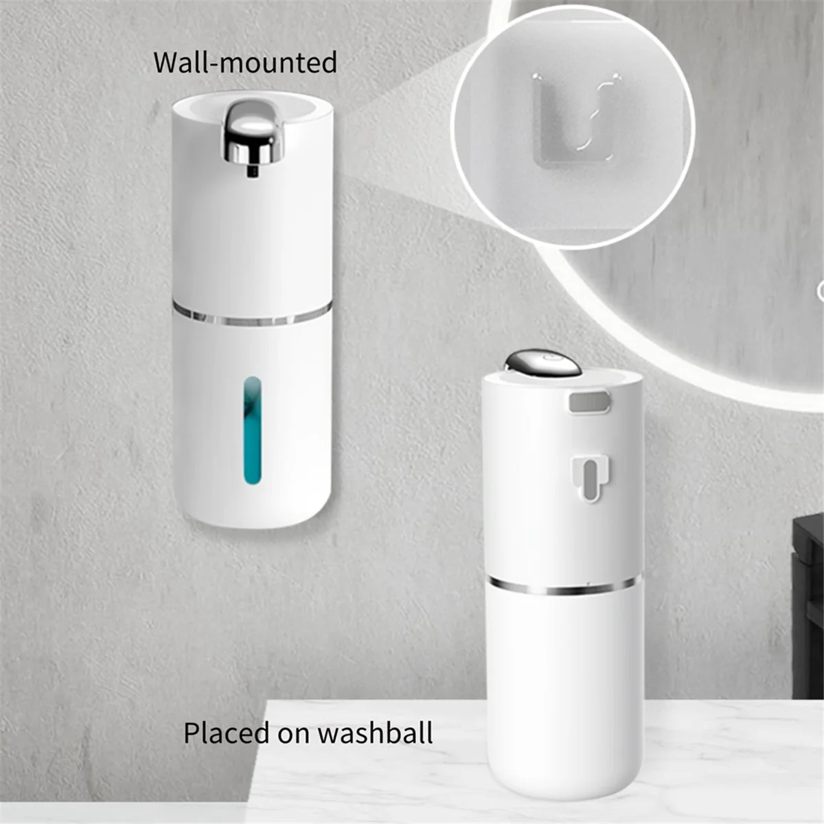 AB51 자동 비누 디스펜서 - 13.5 Oz 터치리스 폼 비누 디스펜서, 욕실 주방 접시 비누용 벽 디스펜서 펌프