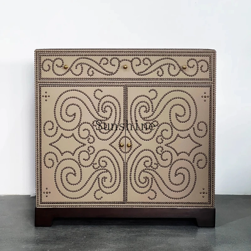 

High-end French retro solid wood chest living room against the wall storage bedroom storage entrance