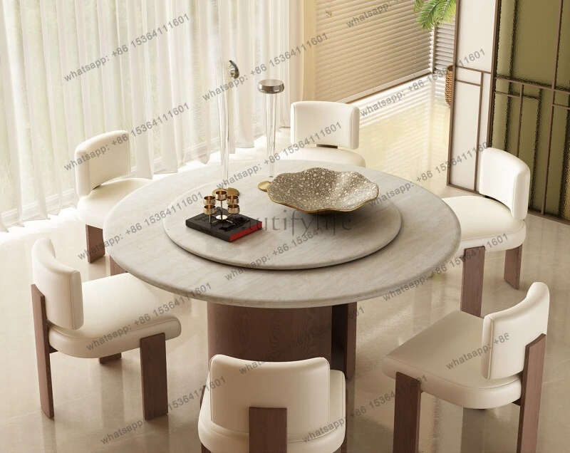 2026 new Italian minimalist natural marble antique luxury stone dining table round creativity