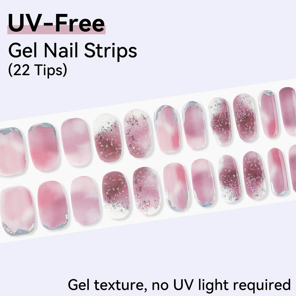 

UV-Free Strips DIY Nails Stickers Fairy Full-Cover Nail Art Decals 22 Tips/Set Self-adhesive Classic Colors Designs For Manicure