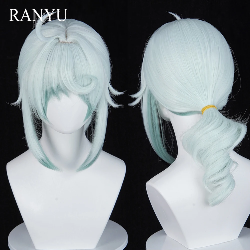 

Зеленый парик средней длины с челкой, синтетический аниме-игровой косплей, пушистый парик, термостойкий для повседневной вечеринки