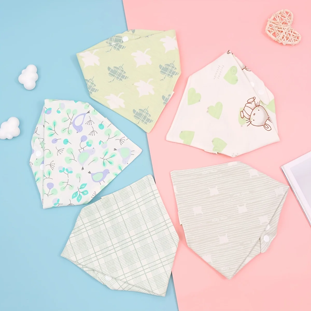 Set 5 potong oto anak katun lembut, kain rajutan penyerap dua lapis tidak tahan air