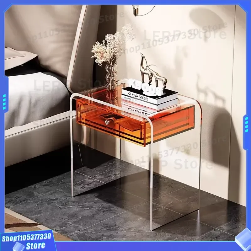 Creative Acrylic Drawer Bedside Table Small Artistic Simple Nightstand Modern Transparent Storage Side Table for Bedroom
