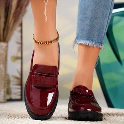 Luxury European and American Leather Shoes 2024 Autumn New Outdoor Leisure Fashion Lacquer Retro Versatile Women's Shoes Loafers
