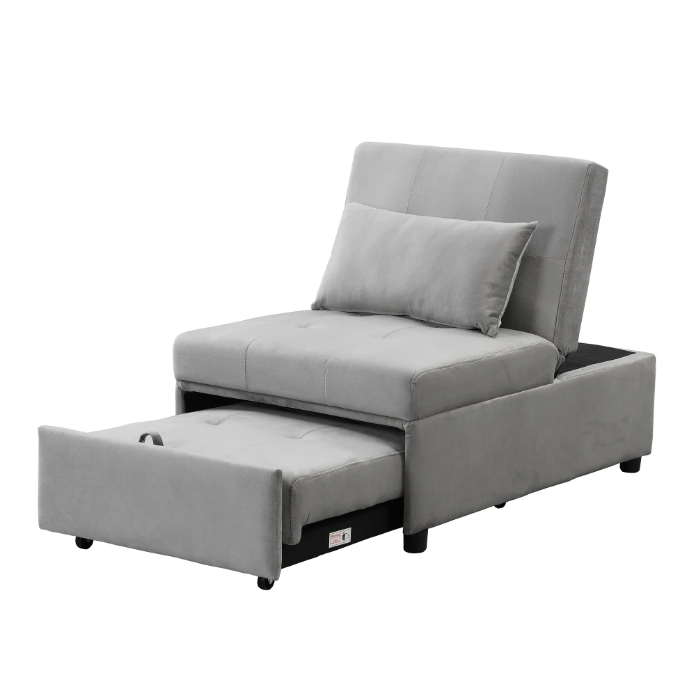 Sofá cama otomano plegable gris