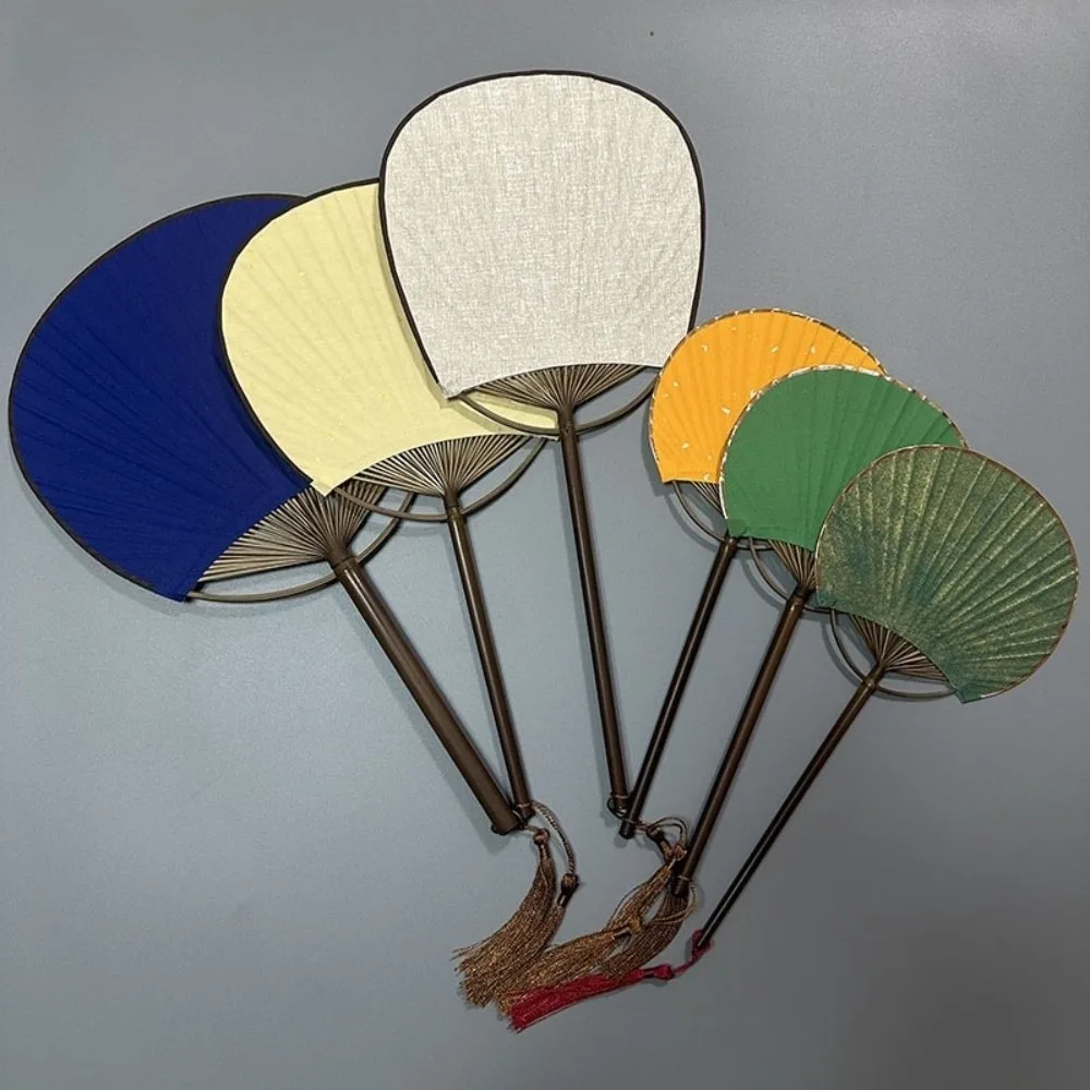 New Creative Vintage Hand Painted Fan Paper Bamboo Handle Blank Hand Fan with Tassels Chinese Style DIY Fan Gift
