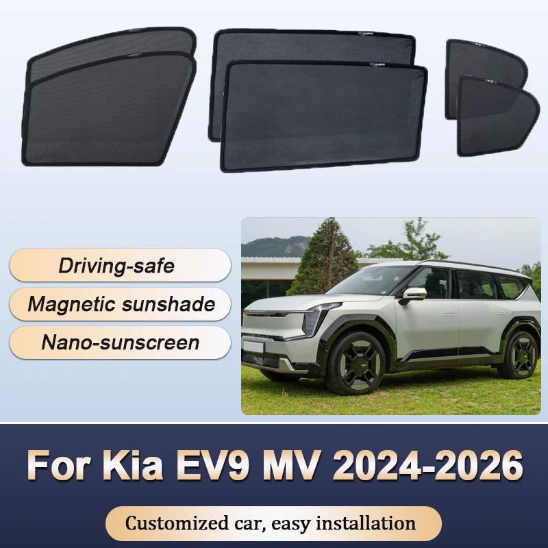 

Sun Shades For Kia EV9 MV 2024 2025 2026 Sunshades Windshield Heat Insulation Curtains Privacy Windows Visors Car Accessories