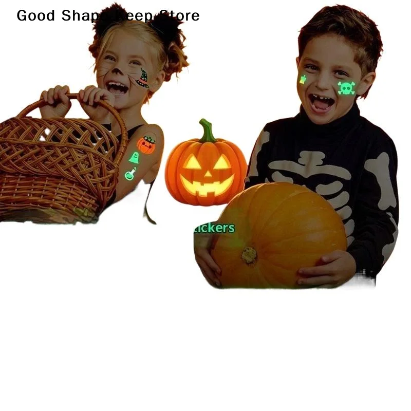 dailyGlow In The Dark Halloween Temporary Tattoos Waterproof Sweatproof 25+ Mixed Designs for Kids Classroom Rewards Prizes