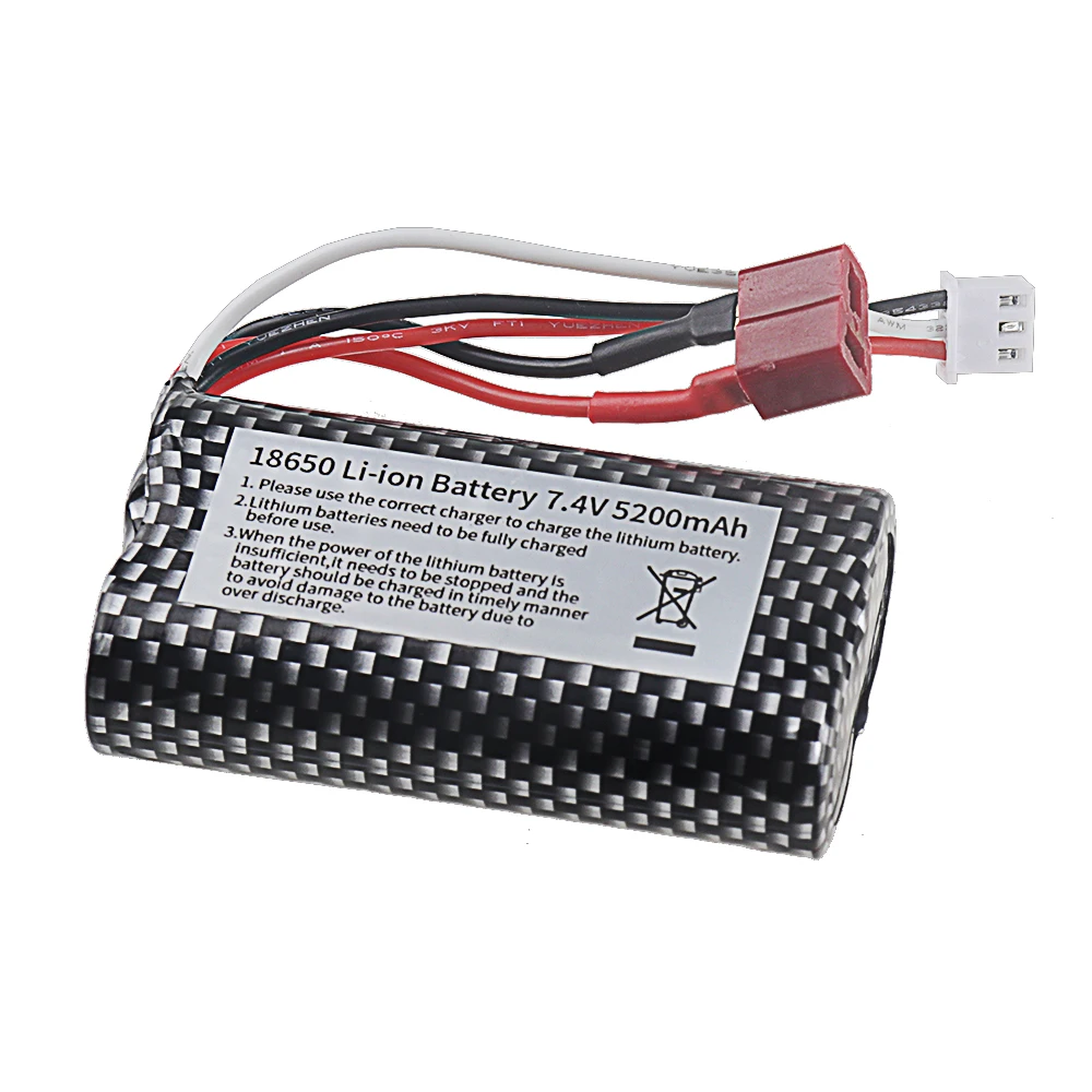 7.4V 18650 5200mah 20C Battery For Q46 Wltoys 144001 12428 12423 10428 A959-B A969-B RC Car Spare Parts 2S 7.4V Li-ion Battery