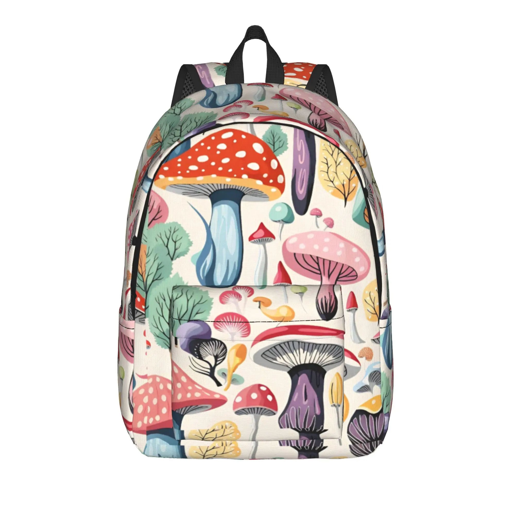 Colorful Mushrooms Cool Backpack with Pocket Student Work  Daypack for Men Women College Shoulder Bag