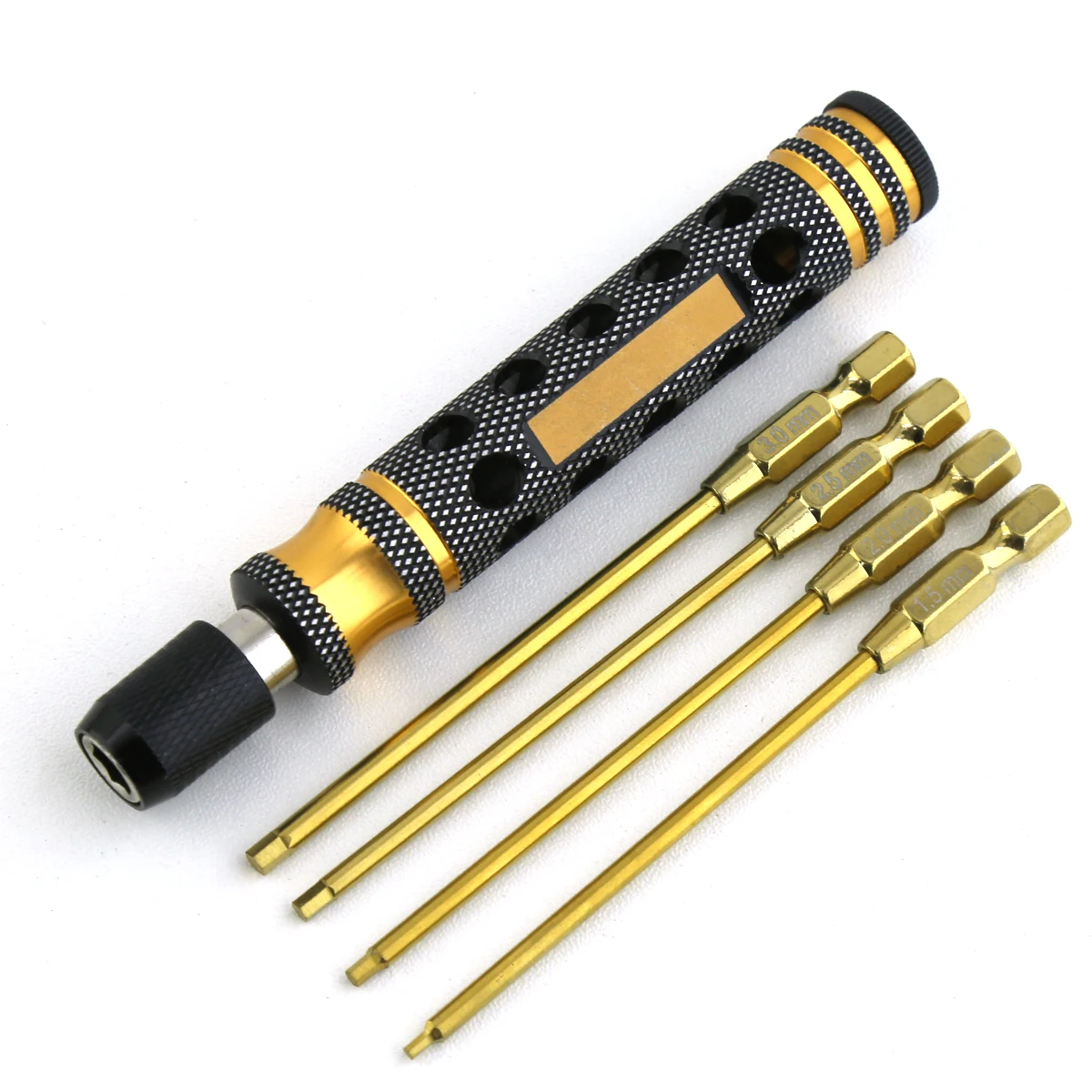 

4 - Piece Hexagon Screwdriver Set (1.5 - 3.0mm) with Quick - Change Feature for RC Car Crawlers like SCX10 and Boat Models