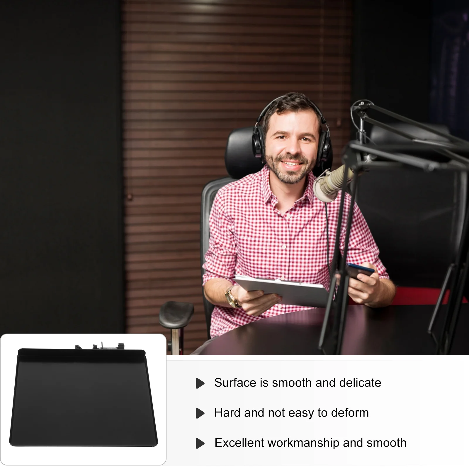 

Metal Sound Card Tray Clip on Mic Stand Holder for Live Broadcast Recording Classroom Meeting Music Sheet Rack