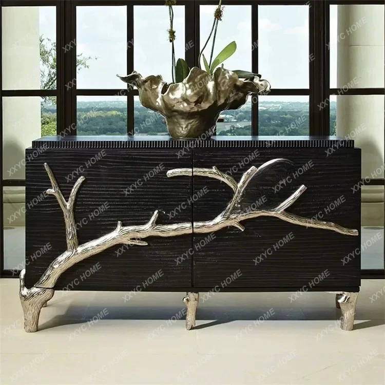 Light luxury entrance cabinet, neoclassical foyer decorative cabinet, simple and advanced dining side cabinet customization