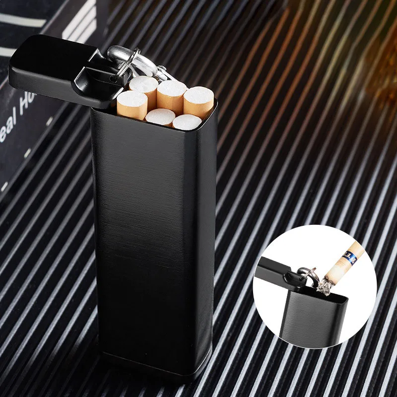 Estuche de cigarrillos portátil de Metal con llavero, Mini Cenicero de bolsillo con tapa para viajes al aire libre, accesorios para fumar, regalo