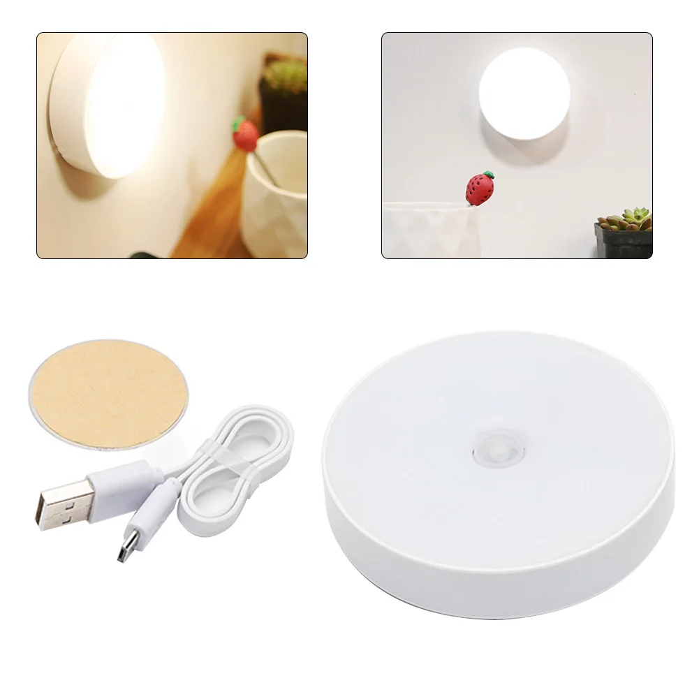 USB Rechargeable 6 LEDS Night Light Indoor Motion Sensor Lights Auto ON/OFF Induction Lamp For Corridor Cabinet Bedside Stairs