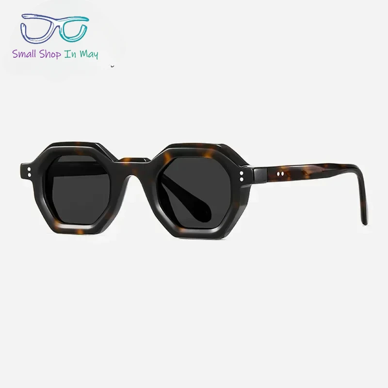 High Quality Polygon Acetate Rivet Trend Men's UV400 Popular Fashion Retro Women's Outdoor Personality Thickened Sunglasses