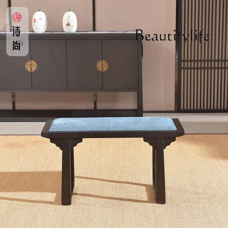 New Chinese Style Solid Wood Zen Modern Minimalist Strip Low Stool Tea Stool Bed End Short Square Shoe Changing Stool