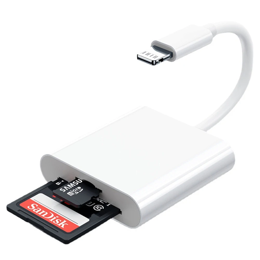 Relâmpago para SD e TF Card Reader, OTG Flash Adapter, Memory Card Adapter para iPhone 14, 13, 12